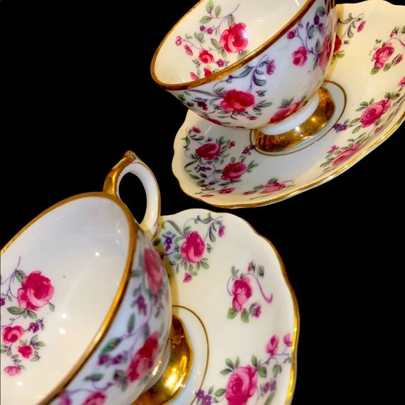 Antique Terry Flower Tea Set and saucers - Picture 1 of 2